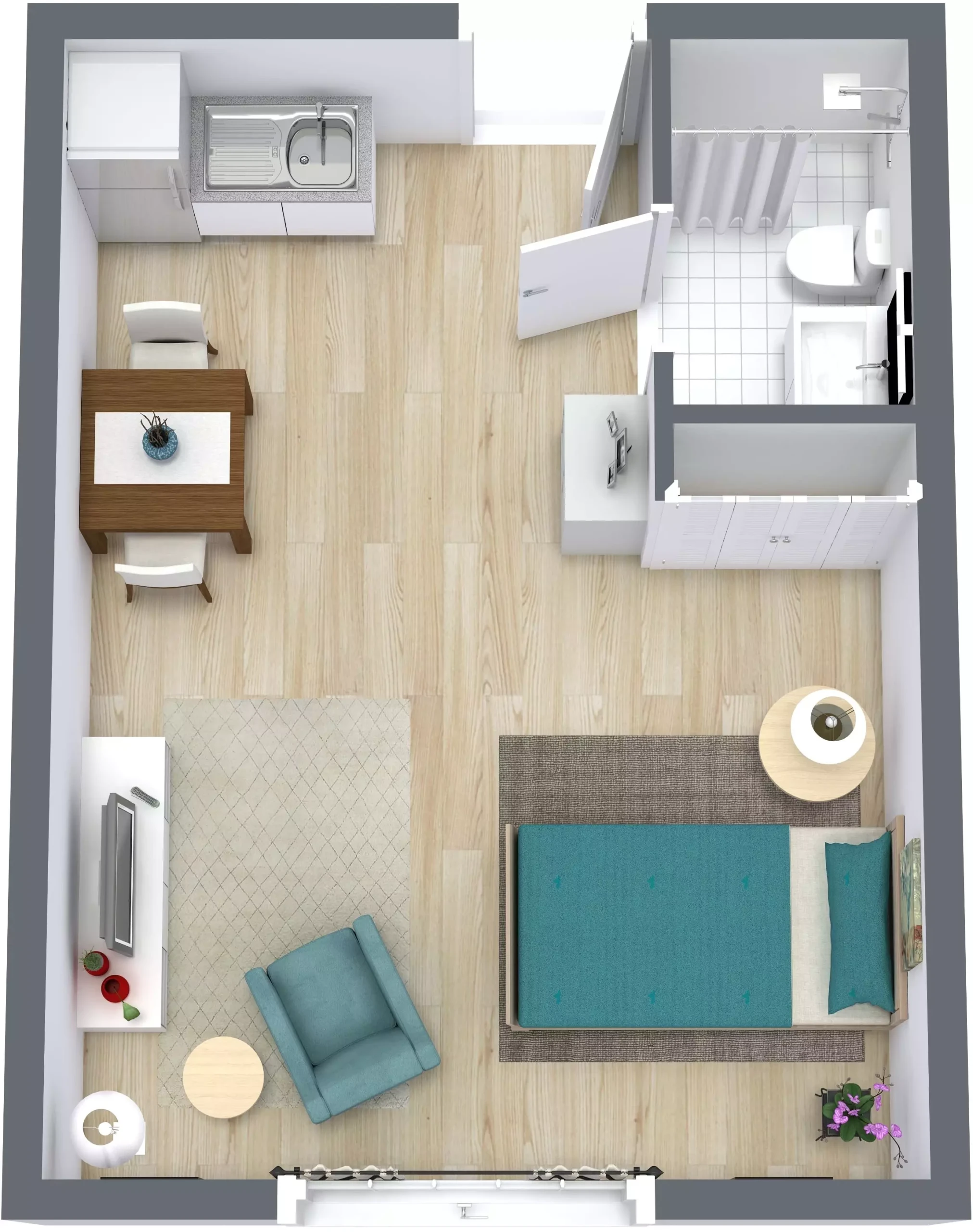 EG Unit A - Level 1 - 3D Floor Plan 1