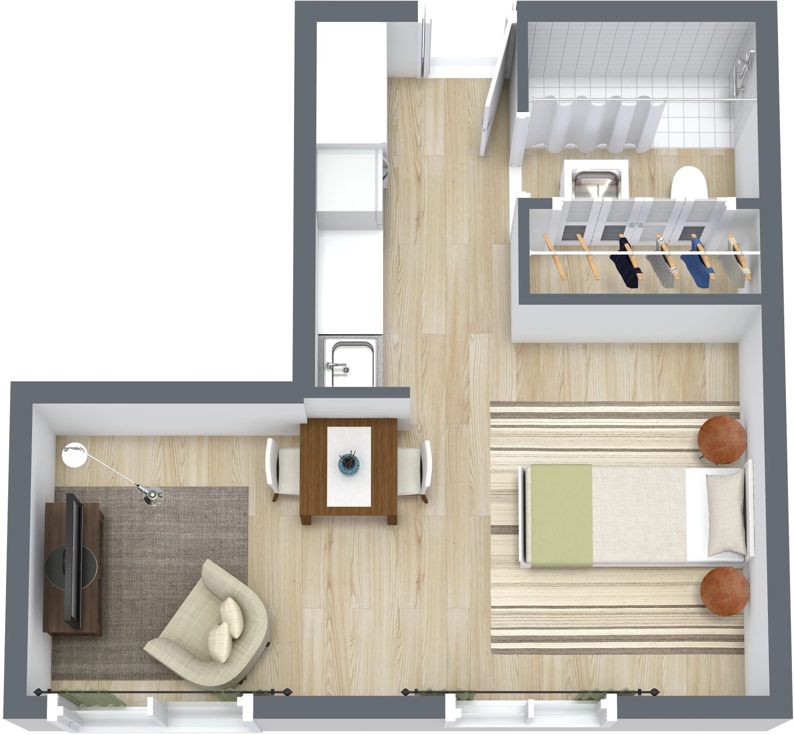 Emerald Gardens - Unit C - 1. Floor - 3D Floor Plan 2