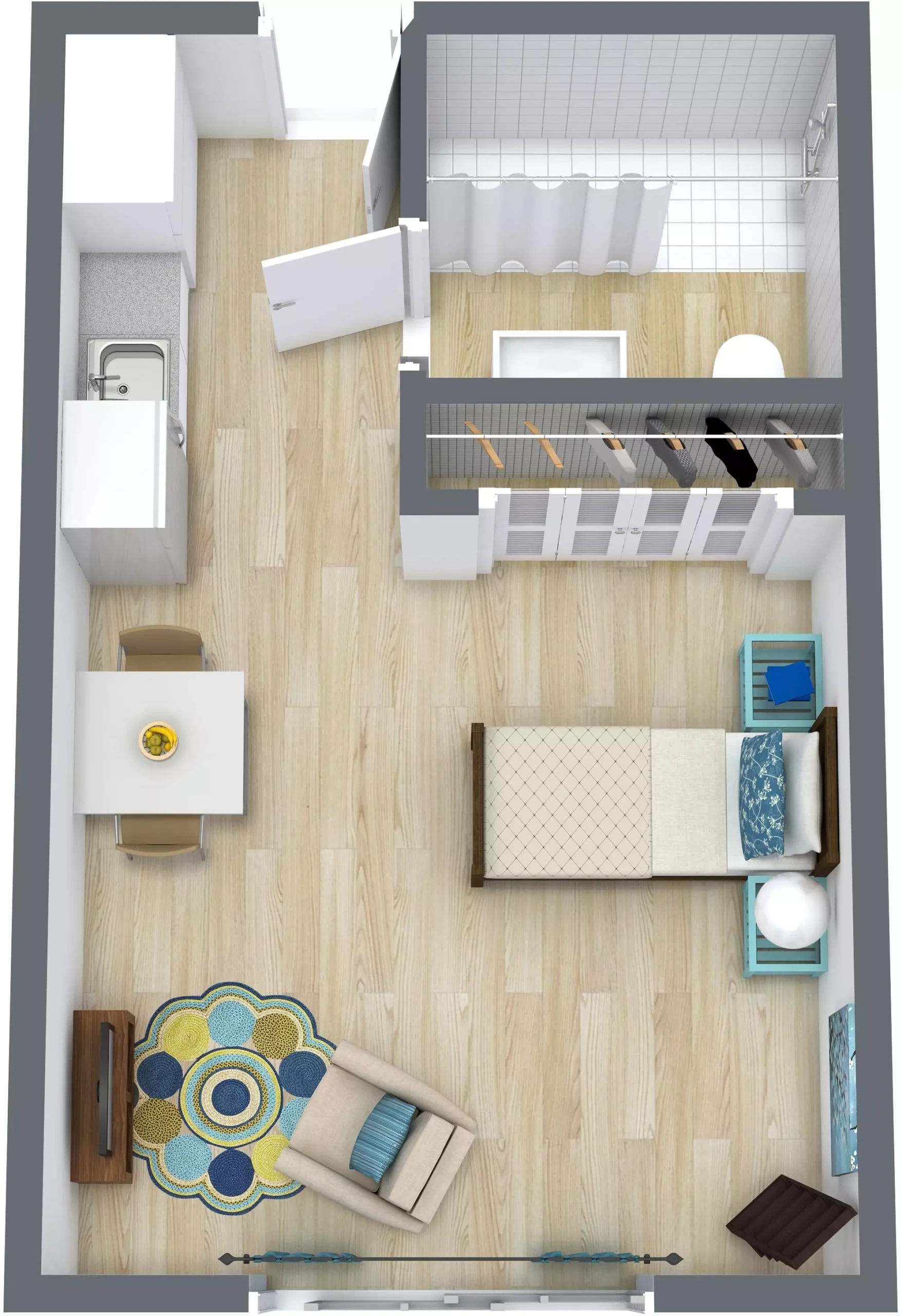 Emerald Gardens - Unit B - Level 1 - 3D Floor Plan 2