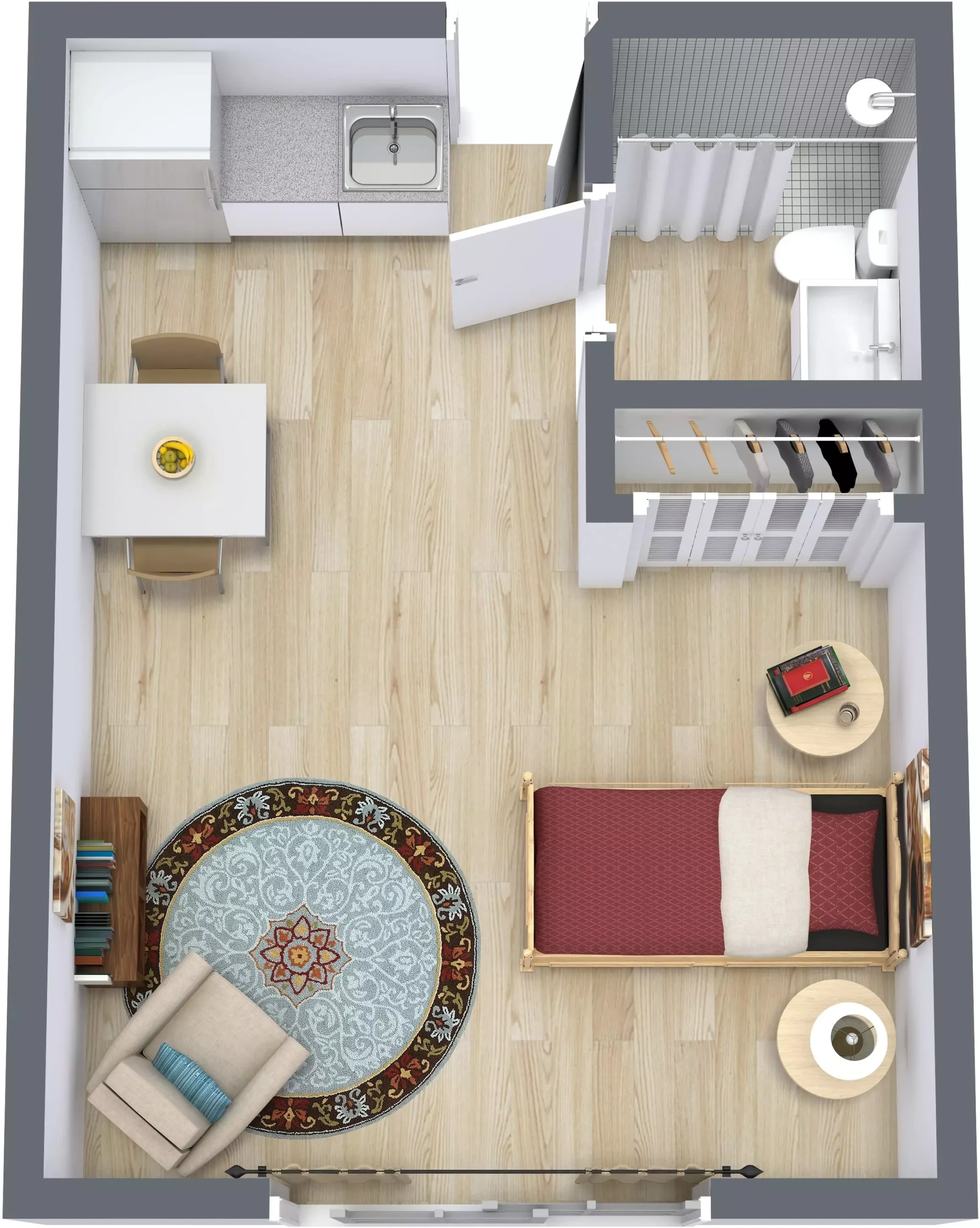 Emerald Gardens - Unit E - Level 1 - 3D Floor Plan